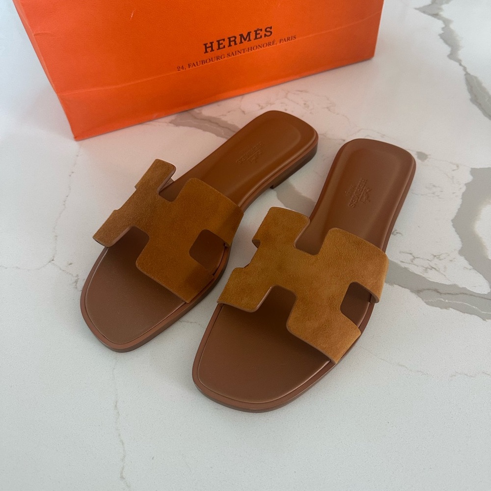 Hermès Oran Sandals | Brown Suede | Brand New in Box - Picture 4 of 4
